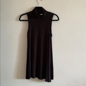 Black turtleneck ribbed T-shirt fabric dress.